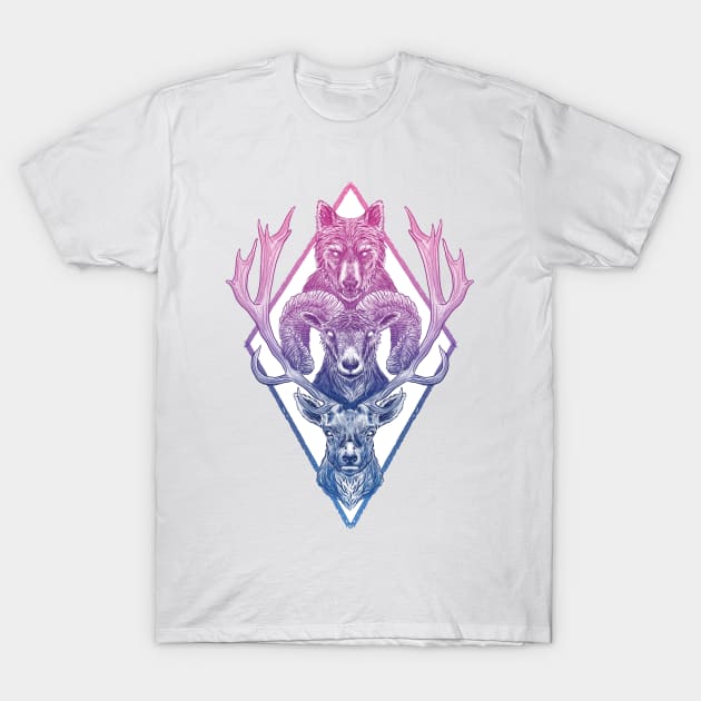 Wolf Ram Hart (Color) T-Shirt by bovaart